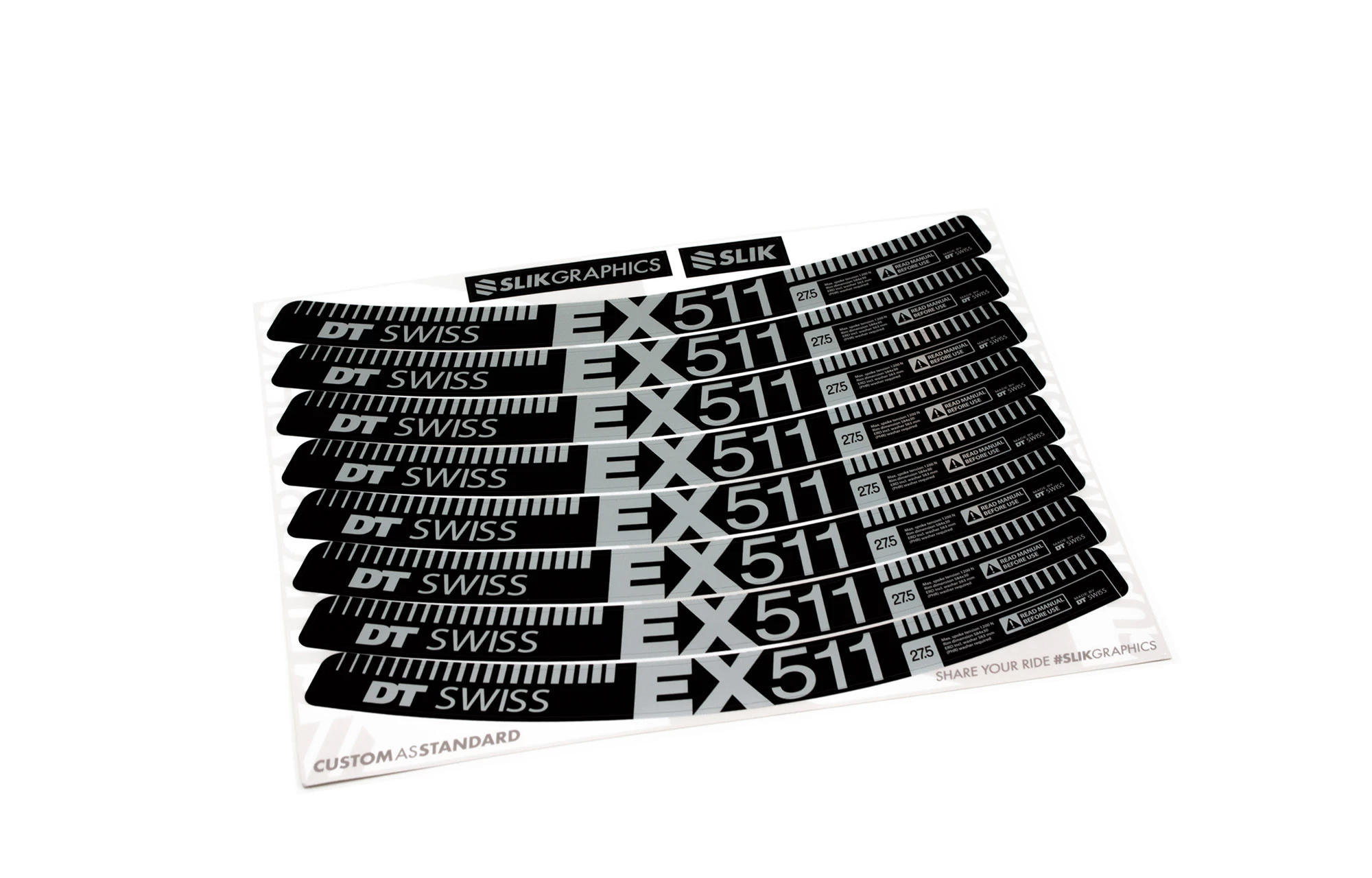 KIT DE STICKERS CUSTOM POUR JANTES EX 511 SILVER MATT 27.5" 3 KIT DE STICKERS CUSTOM POUR JANTES EX 511 SILVER MATT 27.5"